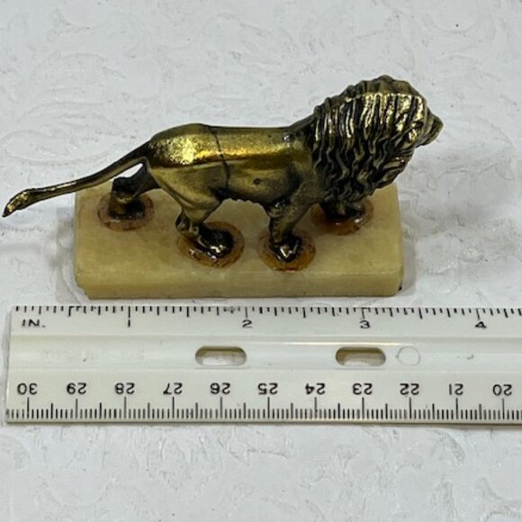 VTG Bronze LION Figurine Marble Base Small Paper Weight 3.5" - Picture 6 of 10